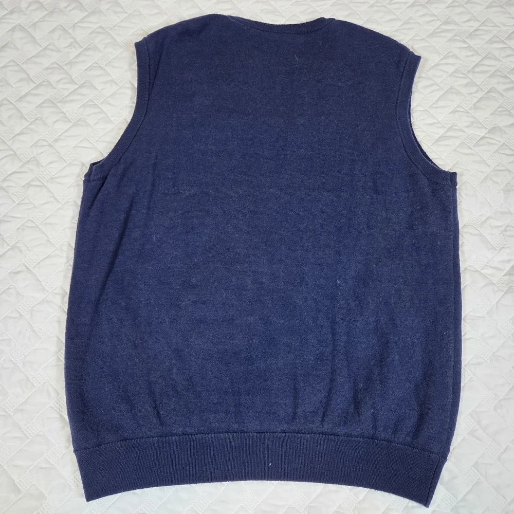 Vineyard Vines Vest Mens Sz Large Navy Blue Merino Wool Blend Lined